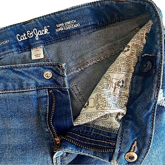 🌴Cat & Jack Sun & Rainbow Embroidered Denim Super Stretch Shorts Girls L(10-12) - Picture 7 of 12